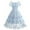 Light Blue, variant on QQAMB Women's Dresses Mesh Square Neck Embroidered Floral Printed Cake Dress Short Sleeve Swing Party Dresses Pink M