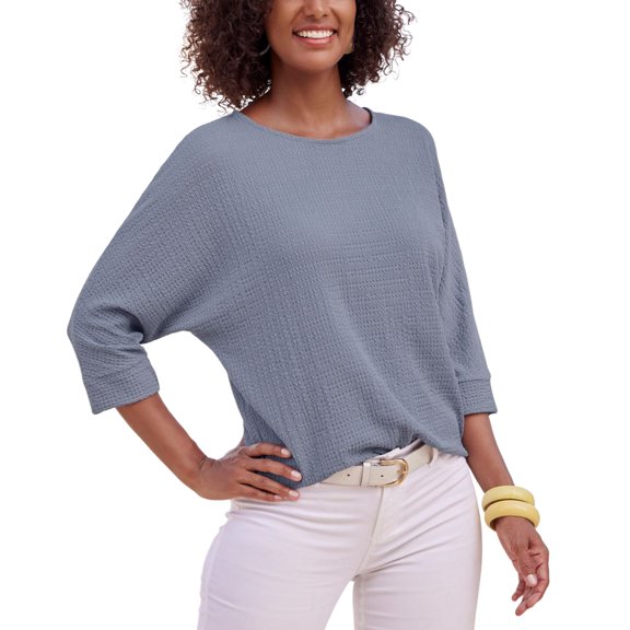 LASCANA Women's Textured 3/4 Sleeve Top