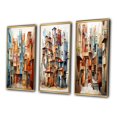 thumbnail image 3 of Designart "Multidimensional Cubist Art III" Abstract Framed Wall Art Set Of 3 - Teal Cubism Frame Gallery Set For Office Decor, 3 of 7