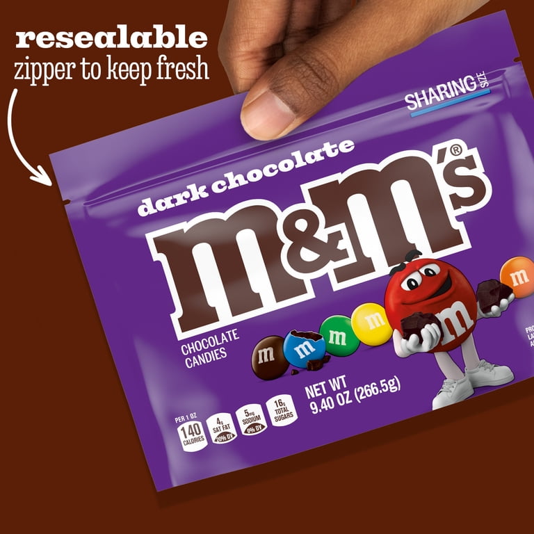 M&M'S, Dark Chocolate Candy, 18 oz Bag, 50% Cacao, Rich Dark