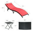 thumbnail image 7 of Devoko Patio Chaise Outdoor Furniture PE Rattan Folding Lounge Chair, Folding Table Set of 3, 350 lb Red, 7 of 7