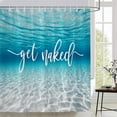 thumbnail image 2 of Get Naked Ocean Shower Curtain Blue Teal Water Nature Tropical Underwater Sea Nautical Funny Beach Bathroom Decor with Hook, 2 of 7