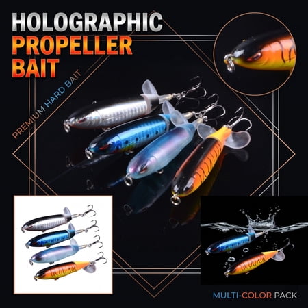 Propeller Topwater Lure Floating Hard Bait Fish Simulation for Bass Pike Perch Fishing 13g 10cm Metal Body with Treble Hooks for Lake River Reservoir Surface Casting