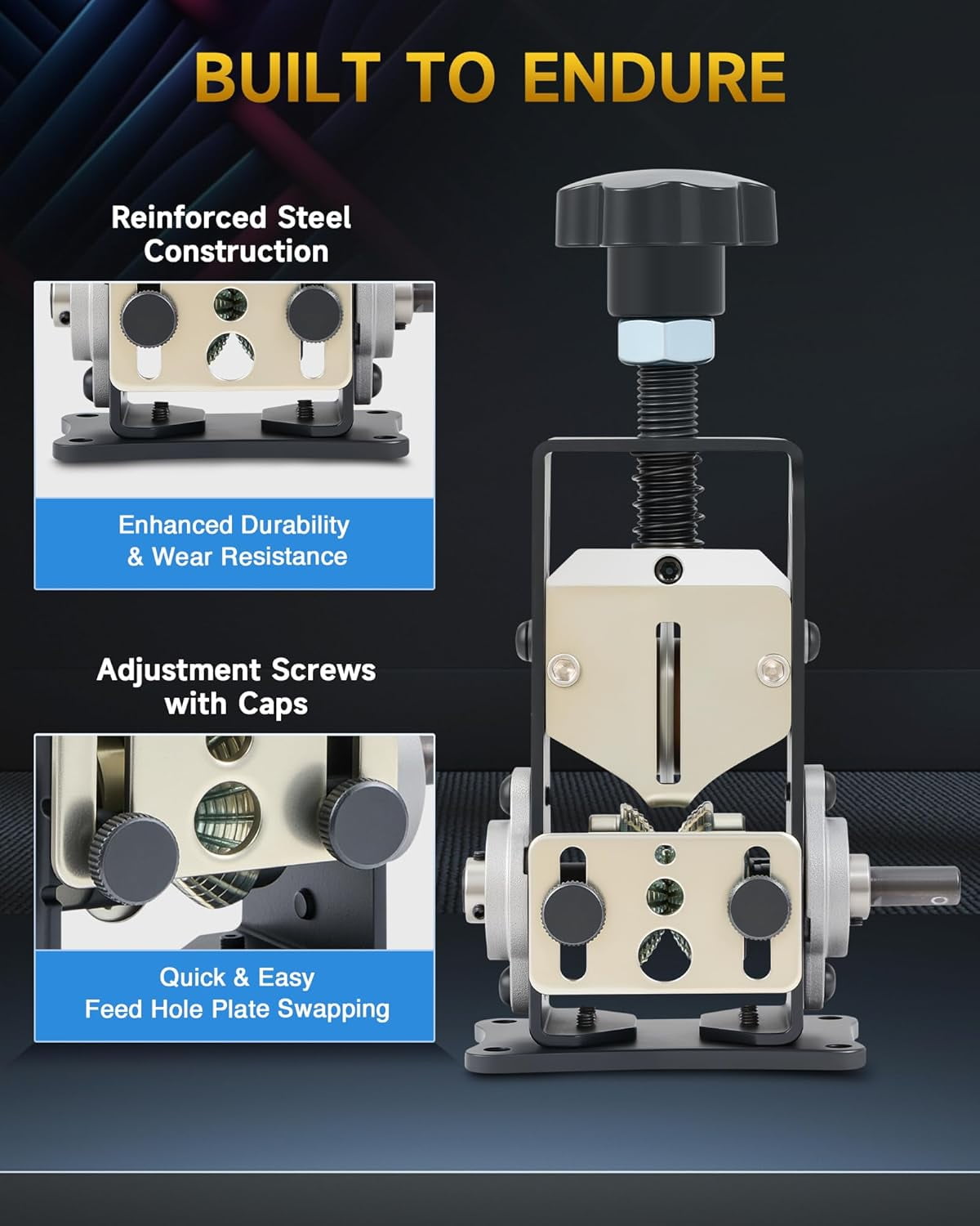 Manual Wire Stripper Machine, 0.06-1 inch Wire Stripper for Drill, Copper Wire Stripping Machine for Scrap Wire with 2 Feed Hole Plates, Cable Stripper Tool for Leftover Cable Recycling