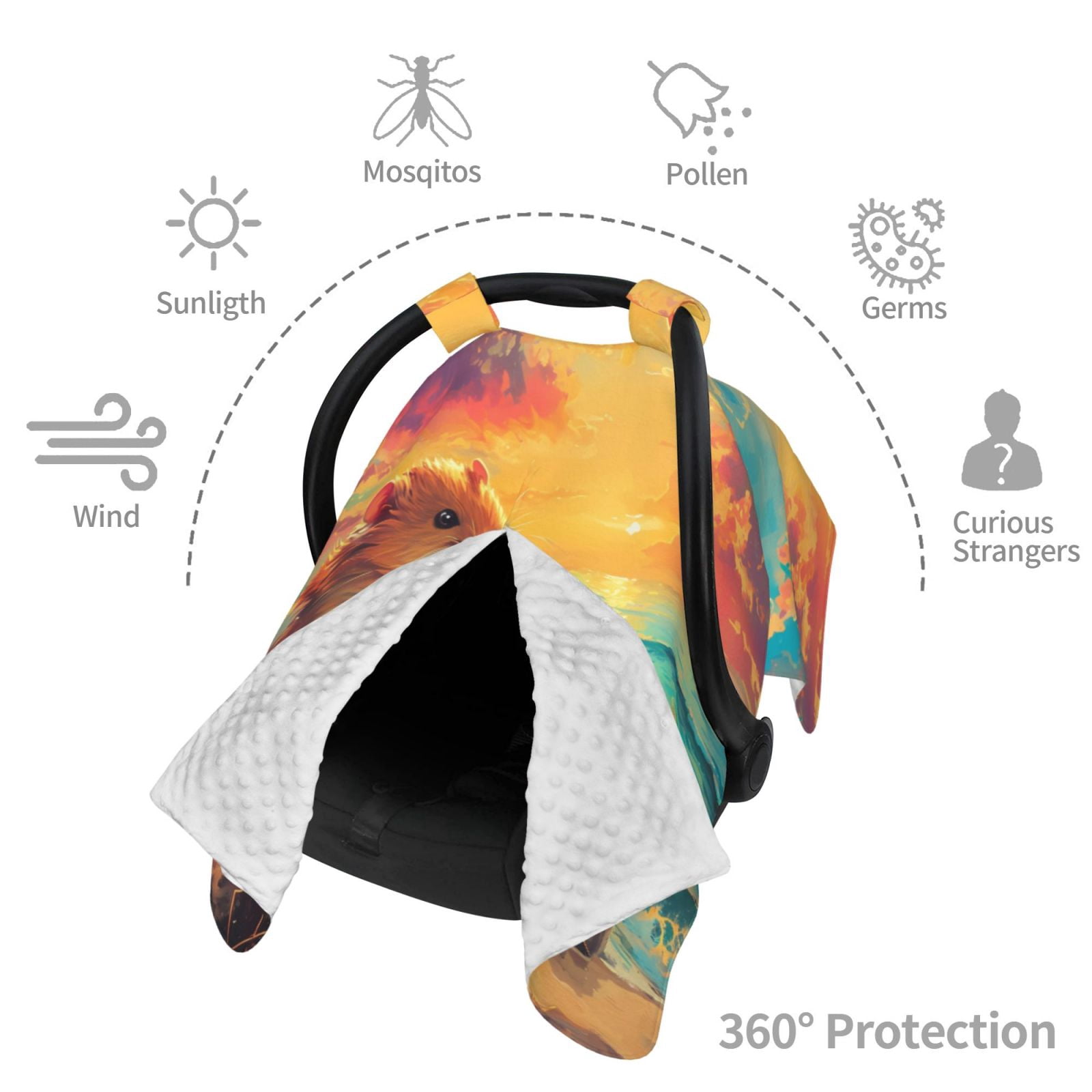 Car Seat Cover Baby - Island Beach Guinea Pig Breathable Infant Car Seat Cover for Baby Carseat, Lightweight Comfort Baby Essentials Must Haves Newborn Stuff for Girl Boy