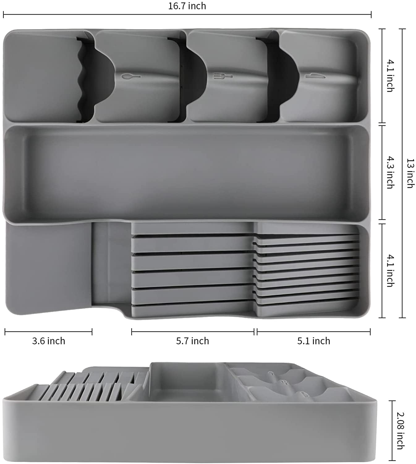 Silverware Organizer for Kitchen Drawer Utensil Organizer Storage Tray Cutlery Organizer BPA Free