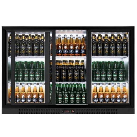 Cooler Deppot 53in Beverage Cooler, Commercial Counter Height Refrigerator, 11.3 Cu.Ft, 3 Glass Door, 441 Cans Capacity