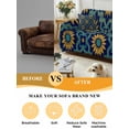 thumbnail image 5 of Vintage Floral Couch Cover, Country Flowers Abstract Art Blue Yellow Sofa Cover Blanket for 2 Seat Cushion, Sectional Sofa Slipcover Furniture Protector for Living Room Bedroom 71''x102'', 5 of 9