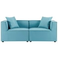 thumbnail image 1 of Lounge Loveseat Sofa, Fabric, Blue, Modern Contemporary Urban Design, Outdoor Patio Balcony Cafe Bistro Garden Furniture Hotel Hospitality, 1 of 8