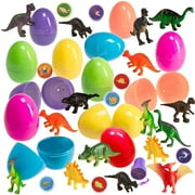 12 Prefilled Easter Eggs With Dinosaur Toys, Assorted Colors - Ready To Hide, No Prep Needed - Delight Kids With T-Rex And Friends - Perfect For Easter Baskets, Party Favors, Cake Toppers And More