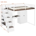 thumbnail image 3 of Harper & Bright Designs Full Size Loft Bed with Storage Stairs, Built-in Dressing Table & Wardrobe, High Loft Bed Frame with Mirror, USB Charging & Lights for Bedroom, White, 3 of 20