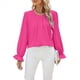thumbnail image 3 of Camisa de Holgada de Larga con Cuello Redondo y Color Liso para Mujer, Elegante y A . Rosa L, 3 of 10