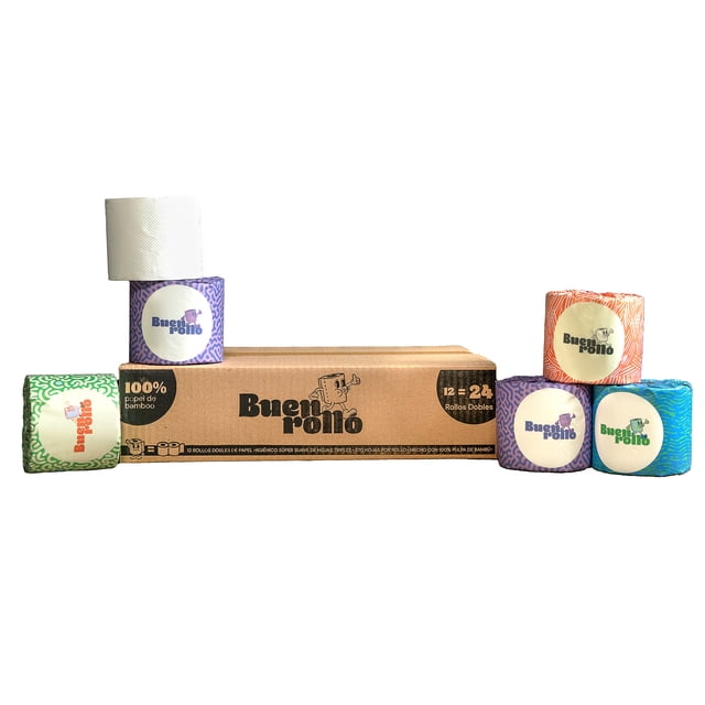 Paquete de Papel Higiénico Buen Rollo, 12 Rollos de 370 hojas triples de Bambú