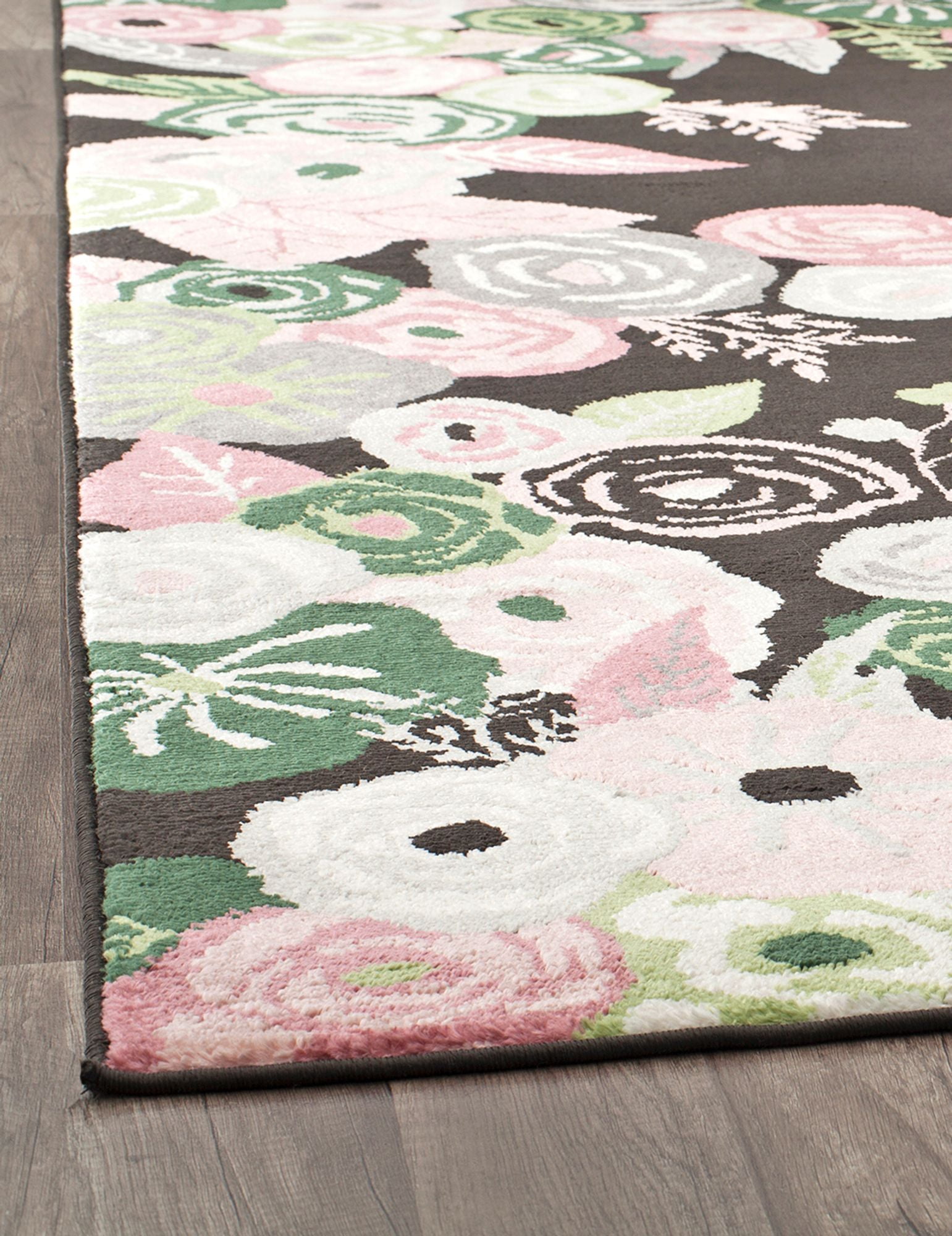 Rugs America Hanna VA35C Royal Blossom Pink Onyx Floral Transitional Black Area Rug, 9'x12'