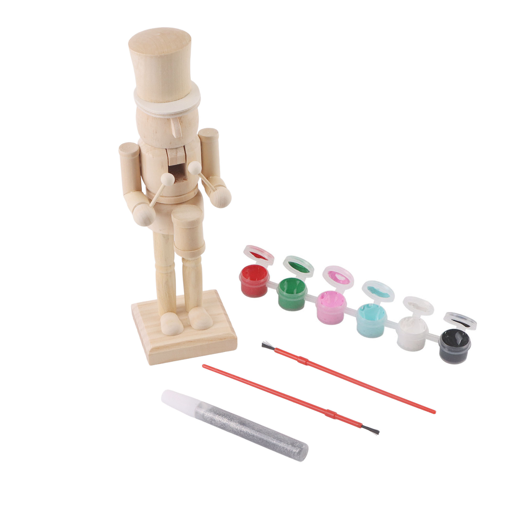 Holiday Time Make Your Own Nutcracker Craft Kit, 2.76 x 9.84 x 2.56 Inch, Wooden Decoration, Unisex, Christmas