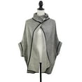 thumbnail image 3 of Women Sweater Knit Cape with Buckle Fashion Jacket Shawl Poncho (Black+White), 3 of 5