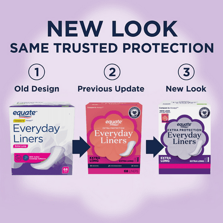 Equate Everyday Liners, Extra Long Unscented, 68 ct