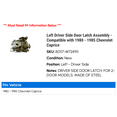 thumbnail image 2 of Left Driver Side Door Latch Assembly - Compatible with 1980 - 1985 Chevy Caprice 1981 1982 1983 1984, 2 of 2