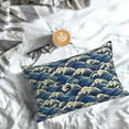thumbnail image 3 of Cauagu Japanese Water Wave Print Pillow Covers with Envelope Closure,1PC Pillow Cases Decorative Pillow Case for Bed & Couch, Pillows Not Included-20"x30", 3 of 6