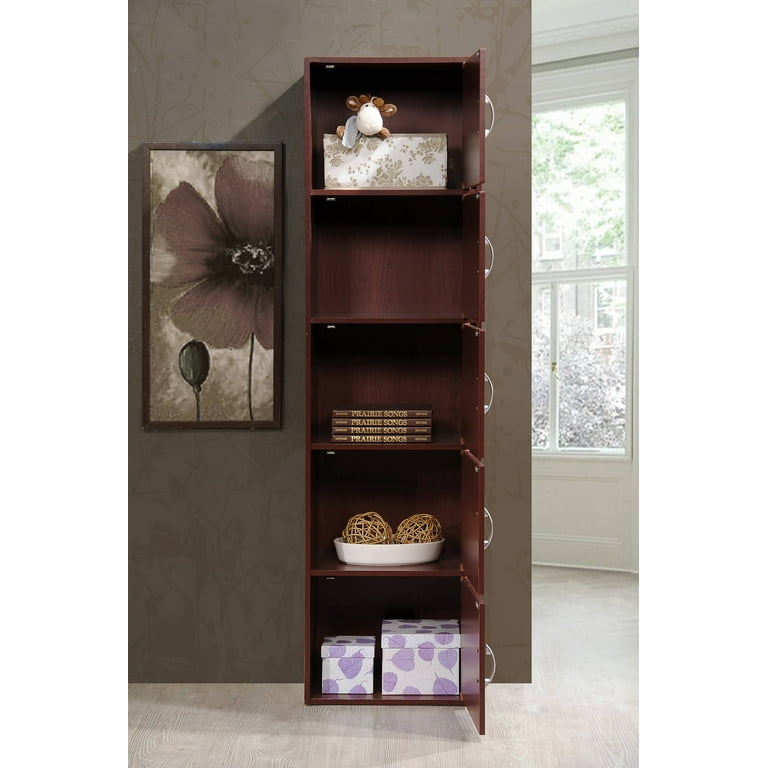 Hodedah 5-Shelf, 5-Door Multipurpose Cabinet, Multiple Colors