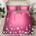 thumbnail image 2 of Feelyou Chic Bling Diamond Twin Sheet Sets, Princess Pink Sequin Print Twin Fitted Sheet, Modern Fashion Flat Sheet, Breathable Home Decor, 3-Piece, 2 of 7