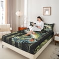 thumbnail image 5 of Feelyou Rustic Bass Fish Twin Sheet Sets, Green Camo American Flag Twin Fitted Sheet, Hunting and Fishing Flat Sheet, Breathable Home Decor, 3-Piece, 5 of 8