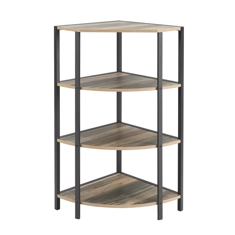 S-VIEW　ラック　4段　BK/WAL/WH JRHRXXY 4-Tier Corner Utility Shelf, Metal Standing Shelf