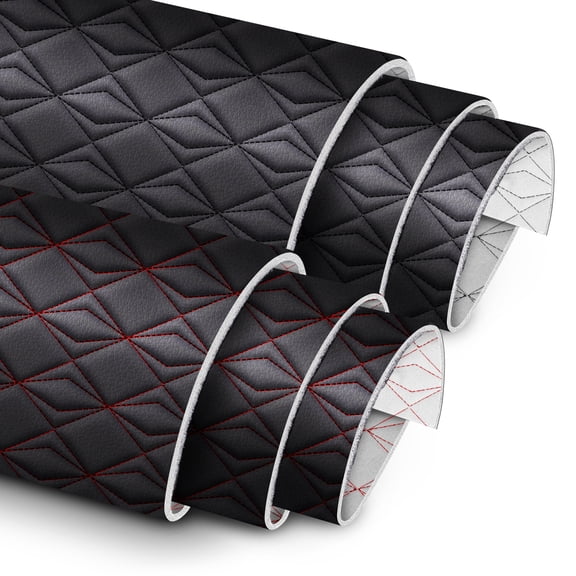 64" W Auto Headliner Fabric Nappa Leather Car Upholster Material with 6mm Foam Backing Diamond Quilted for Seat Door Panel Trunk Floor Mat Furniture DIY Crafts Black 1 Yard