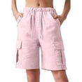 thumbnail image 3 of Outfmvch Linen Bermuda Shorts for Women Baggy Shorts Women Baggy Jorts for Women Pedal Pushers for Women Bermuda Shorts Athletic Running Shorts Women's Knee Length High Waisted Pink S, 3 of 6