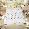 thumbnail image 4 of Erosebridal Watercolor Bee Zipper Full Size Comforter Sets with Fitted Sheet and 2 Pillowcases,Rustic Honeycomb Zipper Bedding Set,Cream Yellow,Polkadot Reversible,4pcs, 4 of 8