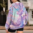 thumbnail image 3 of Uorisanigo Cute Dragon Womens Zip Oversized Hoodie Polyester Loose Pocket Drop Shoulder Sweatshirt Slight Stretch Lightweight Winter Fall Outfits Fashion Clothes Size XS, 3 of 7