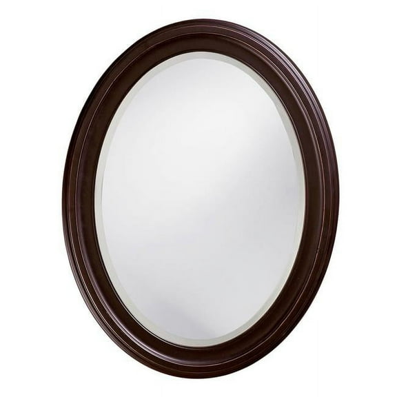Oval Oil Rubbed Bronze Mirror with Wooden Grooves Frame