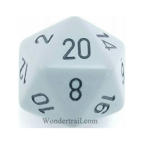 Dark Grey Opaque Die with Black Numbers D20 34mm (1.34in) Pack of 1 Chessex