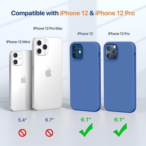 YUYAN-Compatible with iPhone 12 Case and iPhone 12 Pro Case, Liquid Silicone Gel Rubber Full Body Protection Shockproof Drop Protection Phone Case for iPhone 12/12 Pro 6.1 inch, Azure Blue