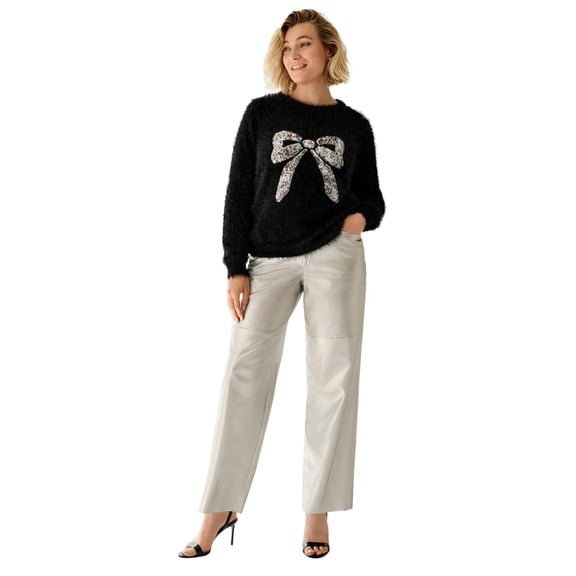 Ellos Plus Size Embellished Eyelash Pullover Sweater