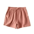 thumbnail image 2 of Itsame Womens Linen Shorts Pockets Women Walk Short Sweat Pants Cotton Wide Leg Shorts Red Size L, 2 of 6