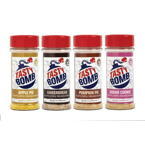 Flavorful Vegan Popcorn Seasoning Combo Gift Set Pack-Pumpkin Pie,Apple Pie, Sugar Cookie & Gingerbread Flavors