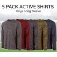 thumbnail image 2 of Essential Elements Boys Active Shirt - Quick-Dry Athletic Workout Training Stretch Crew Neck Long Sleeve Top 5 Pack, 2 of 7