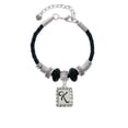 thumbnail image 2 of Delight Jewelry Silvertone Pebble Border Initial - K Best Friend Celtic Knot Leather Bead Bracelet, 7"+2" Extender, 2 of 4