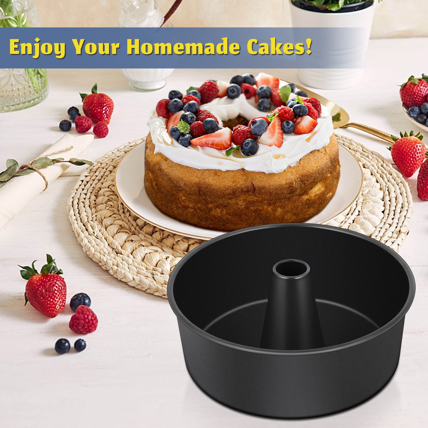 10inch Angel Food Cake Pan, Stainless Steel Pound Cake Pan Mold With Tube,  Hollow For Home/kitchen Baking, Healthy & Non-toxic, Durable & One-piece, M