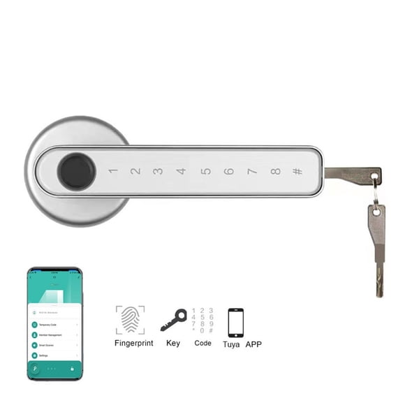 TTlock Tuya Smart Home Fingerprint Electronic Door Lock Password APP Mechanical Key Security Biometric Handle Lock ,Smart and Convenient