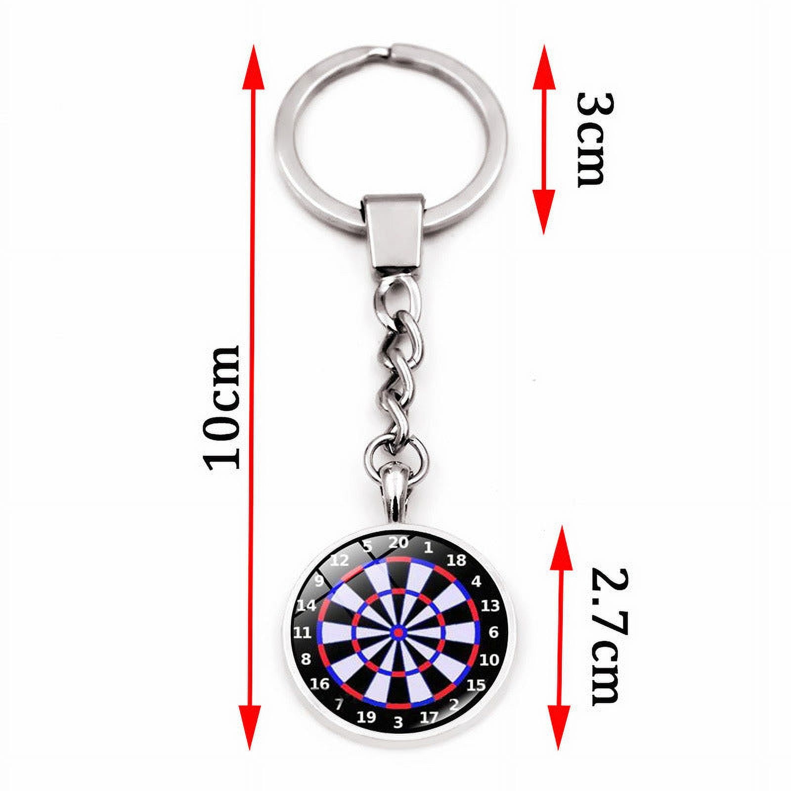 Metal Keychain with Glass Gem Dart Target Design Zinc Alloy Key Ring Creative Jewelry Accessory Gift for Friends and