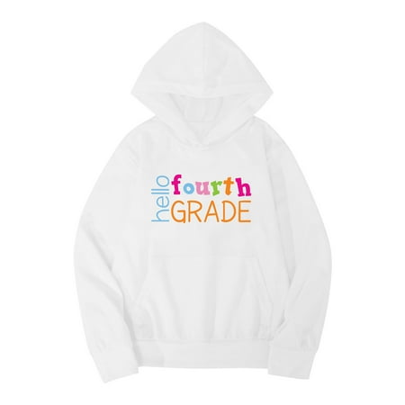 

Yzengfg Kids Boys Girls Autumn WInter School Season Fourth Grade Letter Printed Long Sleeve Hoodie Warm And Comfortable Tops Children s Clothing White Size 4-5 Years