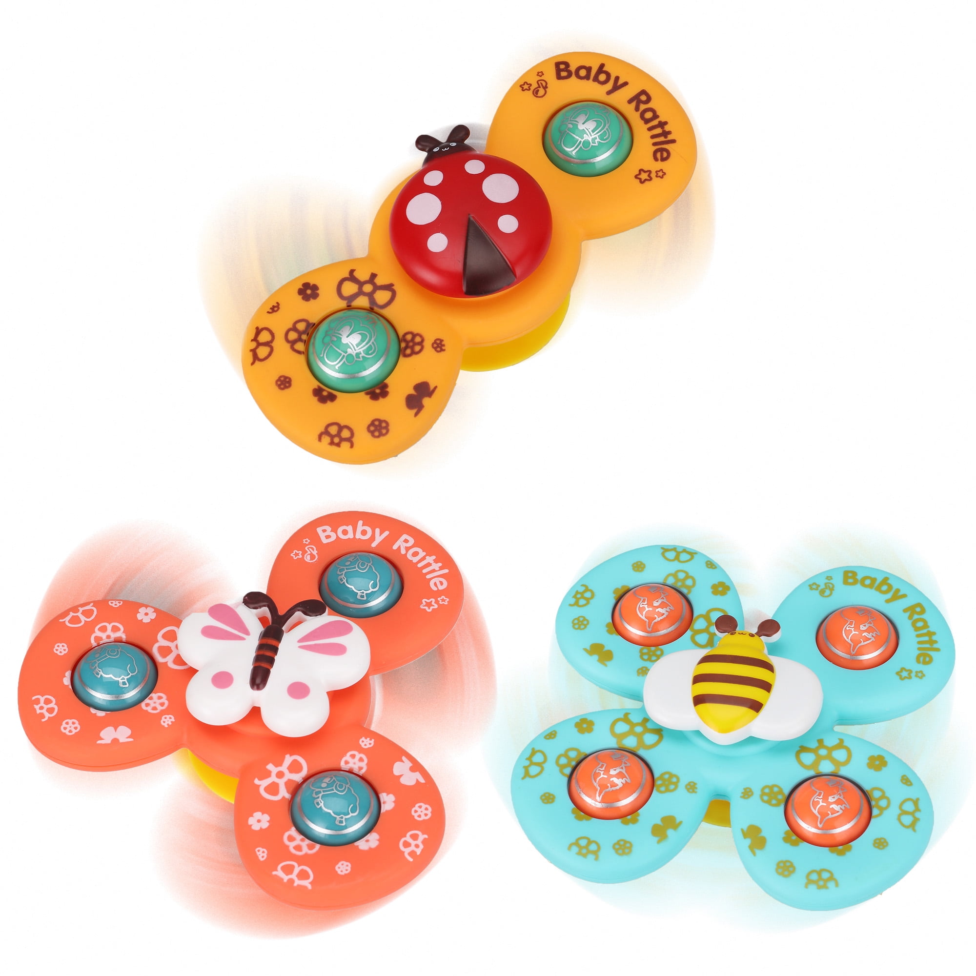 FUTATA 3Pcs Baby Suction Cup Spinner Cartoon Toys For Boys Girls Gift Spinning Top Baby Bath Toys 12-18 Months Sensory Toys For Toddlers Kids Infant Children
