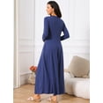 thumbnail image 4 of DARING DIVA Long Button Fit Long Sleeve Flowy A-Line Maxi Dress L Deep Blue, 4 of 6
