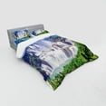 thumbnail image 3 of Nature Duvet Cover Set, Waterfall Exotic Tropical Leaves Natural Swimming Pool Water Picture, Bedding Set with Shams and Fitted Sheet, 3 Sizes, by Ambesonne, 3 of 3