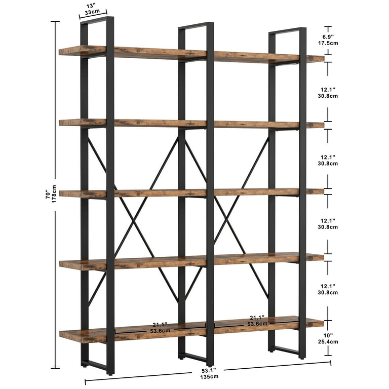 Industrial Bookshelf 5-Tier, Bookcase – IRONCK