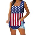 thumbnail image 1 of Puntoco Camisetas sin mangas para mujer Camiseta sin mangas con cuello holgado y estampado del Día de la Independencia para mujer, 1 of 5