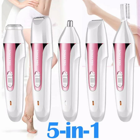 Electric Hair Remover for Women, Electric Razor 5 In 1 Rechargeable Epilator Bikinis Razors, Ladies Body Hair Removal And Facial Cleansing Shaver, Portable Waterproof