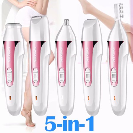 Electric Hair Remover for Women, Electric Razor 5 In 1 Rechargeable Epilator Bikinis Razors, Ladies Body Hair Removal And Facial Cleansing Shaver, Portable Waterproof (Best Women's Bikini Shaver)